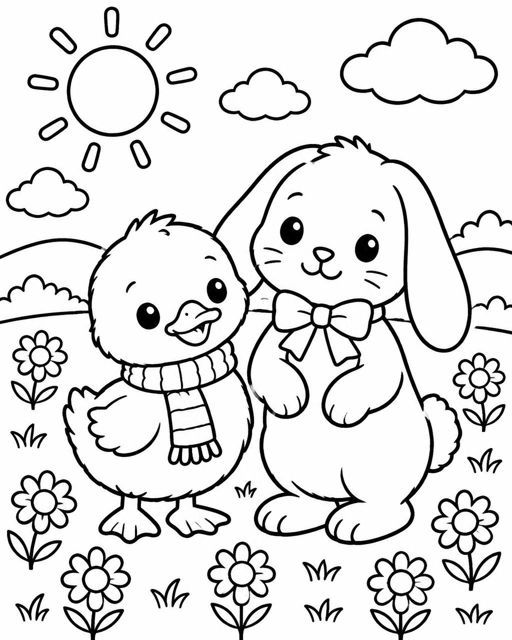 Preview of the Pip’s Meadow Colours colouring sheet